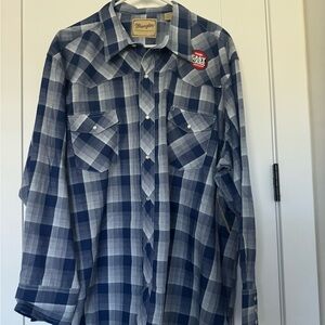Wrangler Men's Blue Plaid Shirt